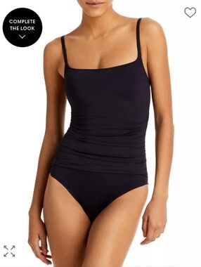 La Blanca one piece Square Neck swimsuit w Ruched detail at waist. Size 12 NWT